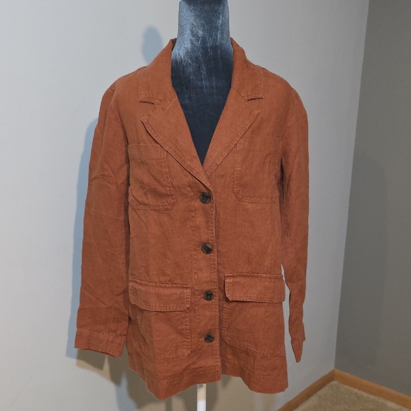 J. Jill Jackets & Blazers - J. Jill Rust Brown Linen Blazer XSP